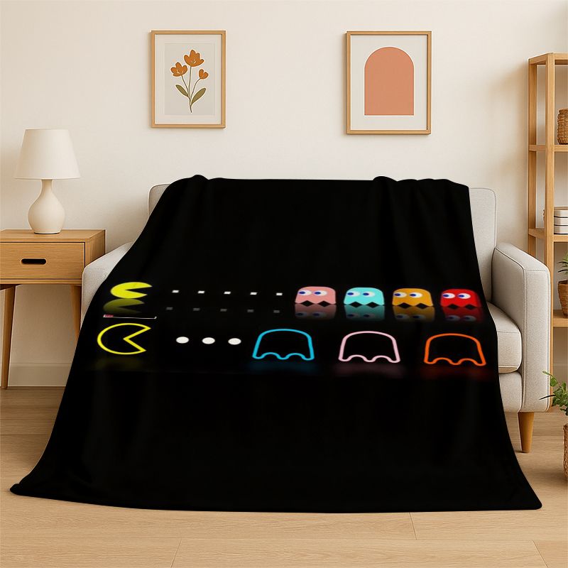 Retro Gaming Lounge - Couverture en flanelle douce rétro P-Pacman