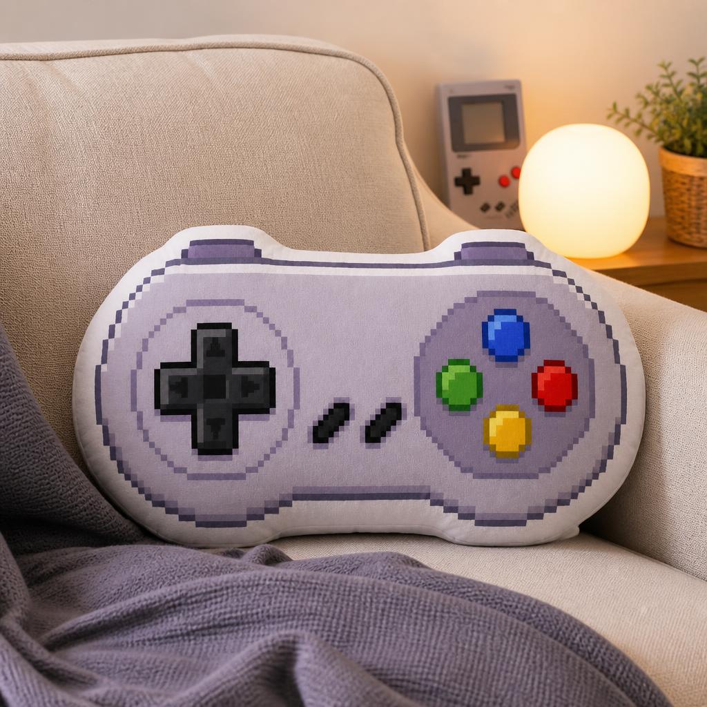 Retro Gaming Lounge - Coussin en peluche amusant en forme